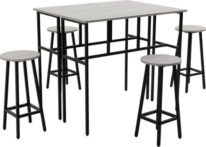 HOMCOM Bartisch-Set mit 4 Hockern 835-678