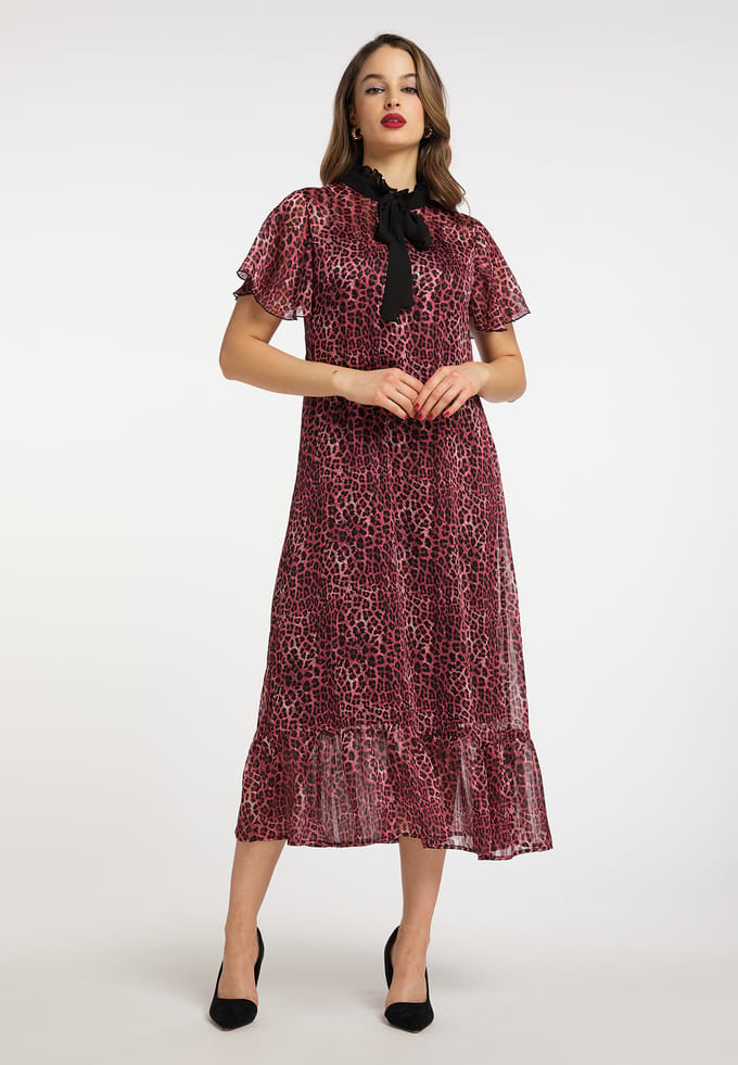 Faina Midi-jurk met luipaardprint naemi Dames rood