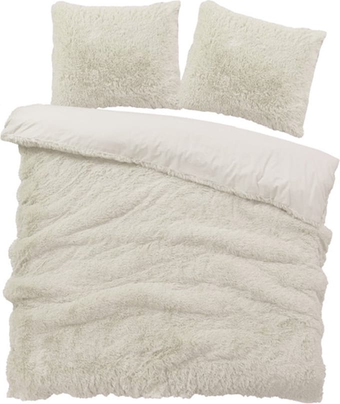 iSleep Dekbedovertrek Teddy Plush - Litsjumeaux - 240x200/220 cm - Wit