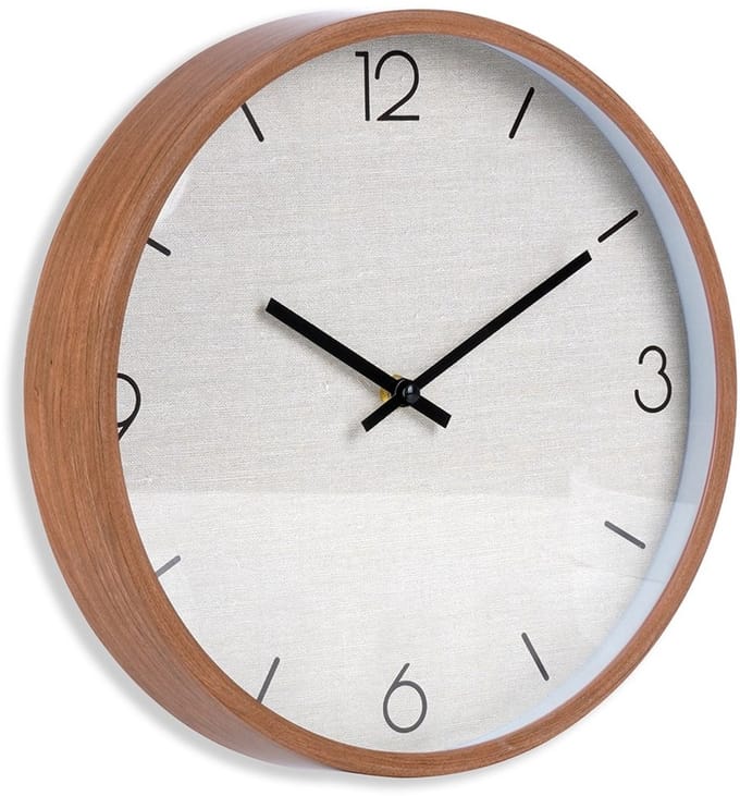 Koopman Wandklok hout look rond 30cm multicolor decoratie