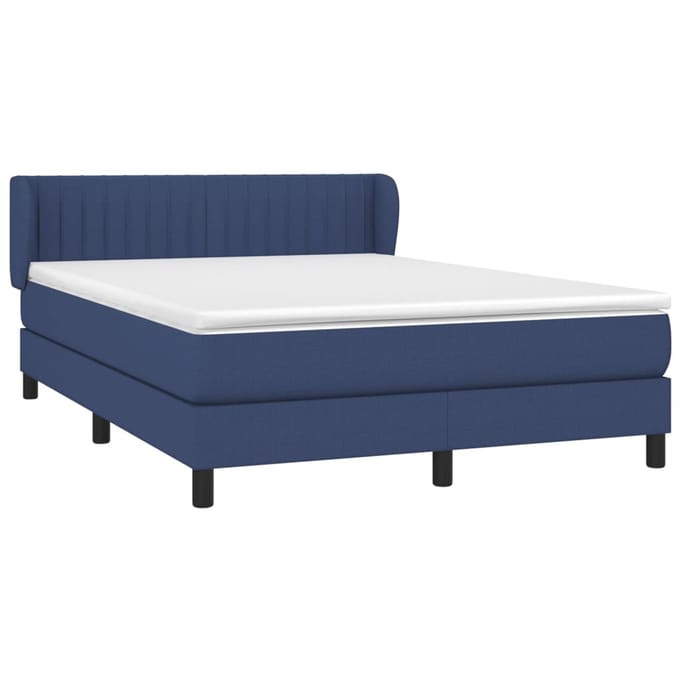 vidaXL - Boxspring - met - matras - stof - blauw - 140x200 - cm