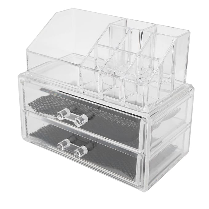 Transparante Make-up Opbergdoos Set Twee Laags Doos Sieraden Lippenstift Organizer Display Houder white