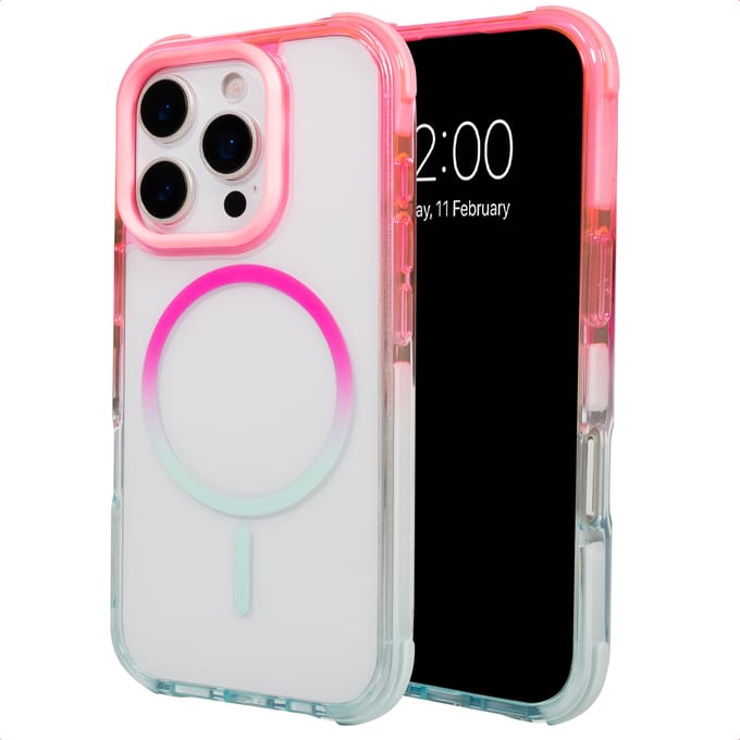 Selencia Hoesje - Geschikt voor Apple iPhone 16 Pro - Gradient Backcover - Roze / Blauw