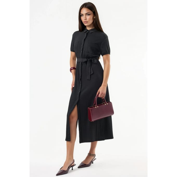 Geveste Midi Overhemdjurk