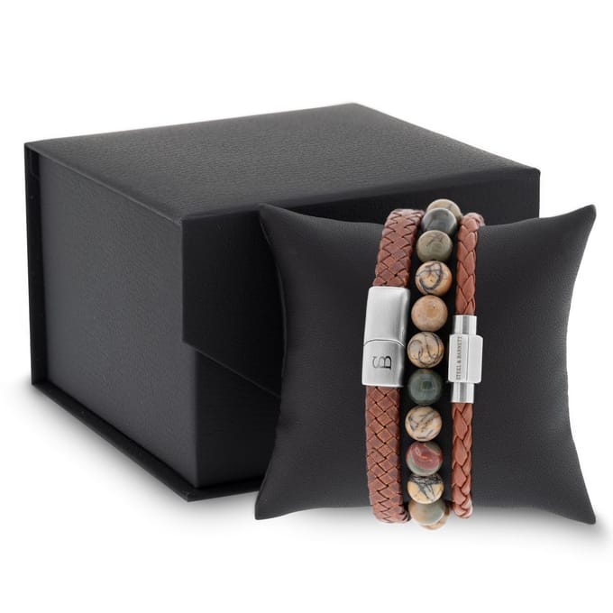 STEEL & BARNETT - Geschenkset Heren - Triple Set Cognac - Maat L
