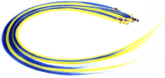 Kinder Funny Color Hair Extensions 3 x Geel 3 x blauw