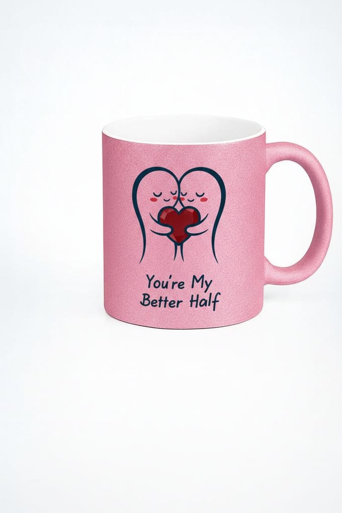 Roze Glitter Mok 'You're My Better Half' - Romantisch Liefdesgeschenk