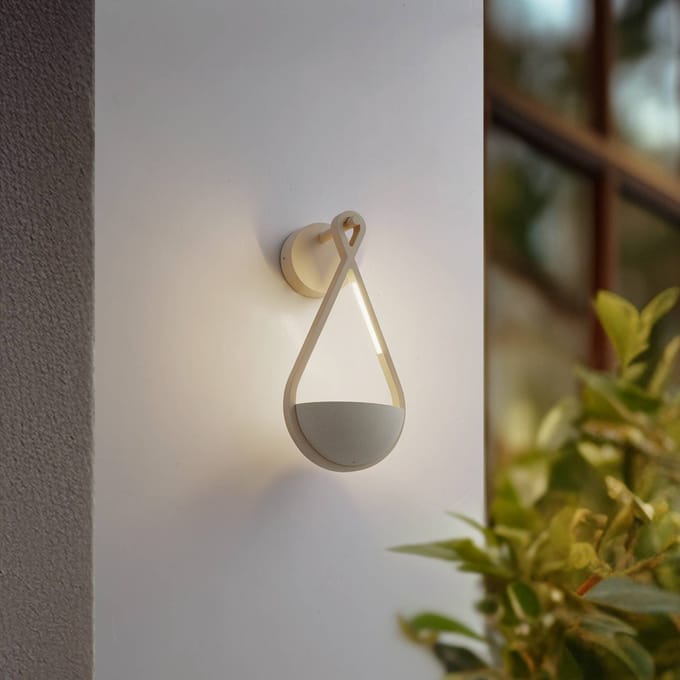 Lucande LED buiten wandlamp Florka, beton, bloemenhanger, IP54