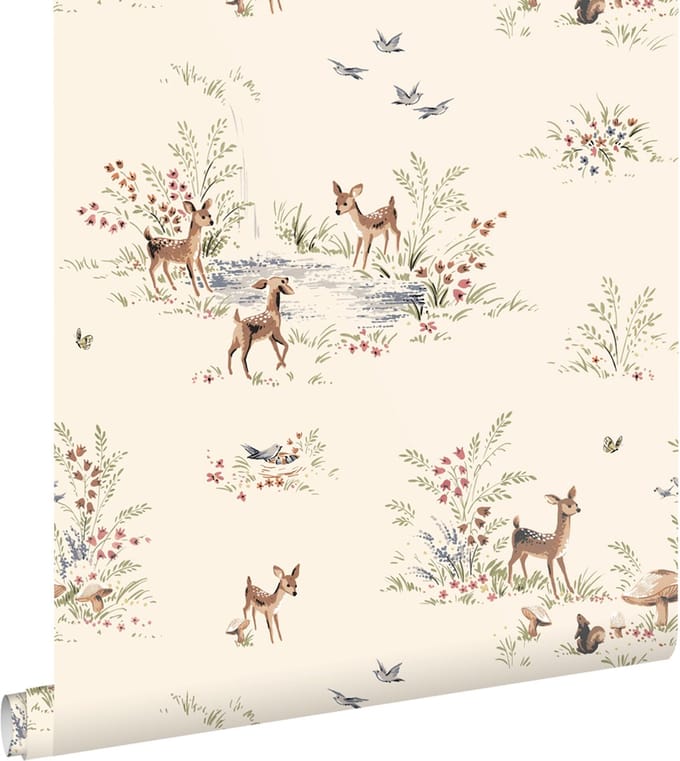 ESTAhome behang hertjes beige - 50 x 900 cm - 131431