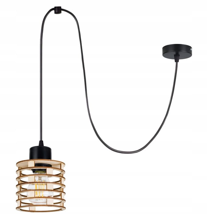 Hanglamp Zwis Loft E27 Spider Houten Kap