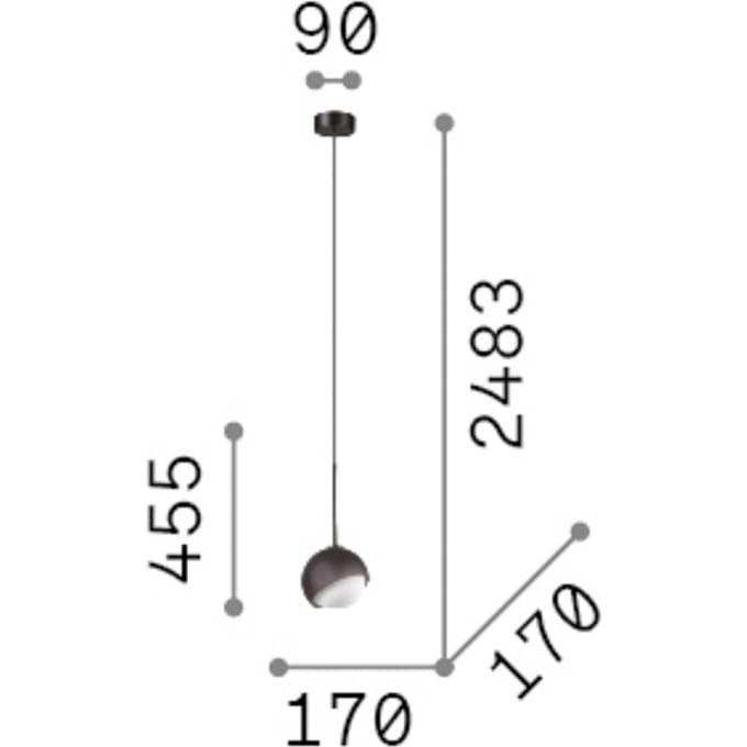 IDEAL LUX hanglamp Bloom, Ø 17 cm, messing, metaal/glas