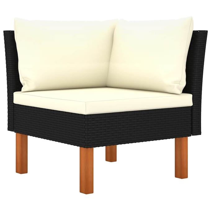 vidaXL - 3-delige - Loungeset - poly - rattan - en - massief - eucalyptushout