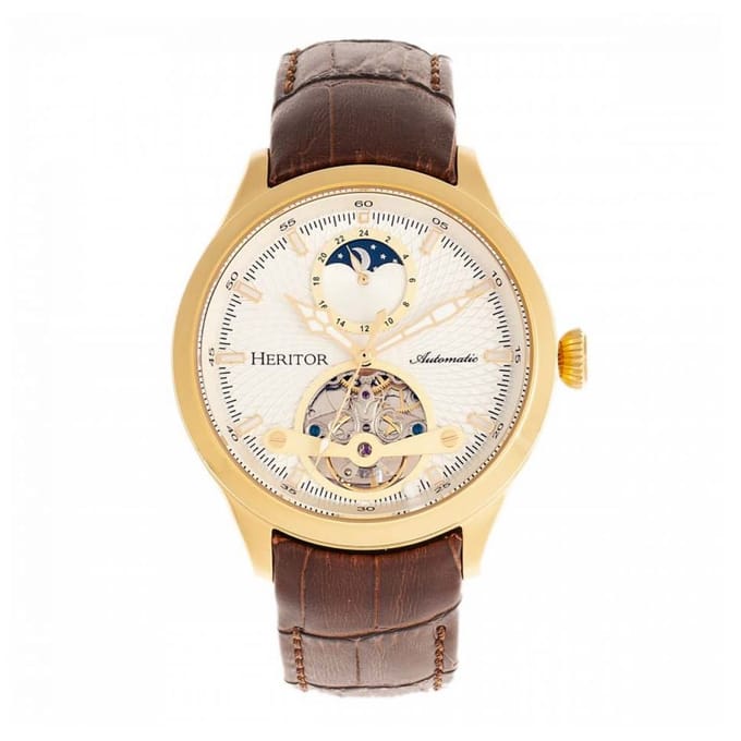 Heritor Automatische Gregory Semi-Skelet Leather-Band Horloge