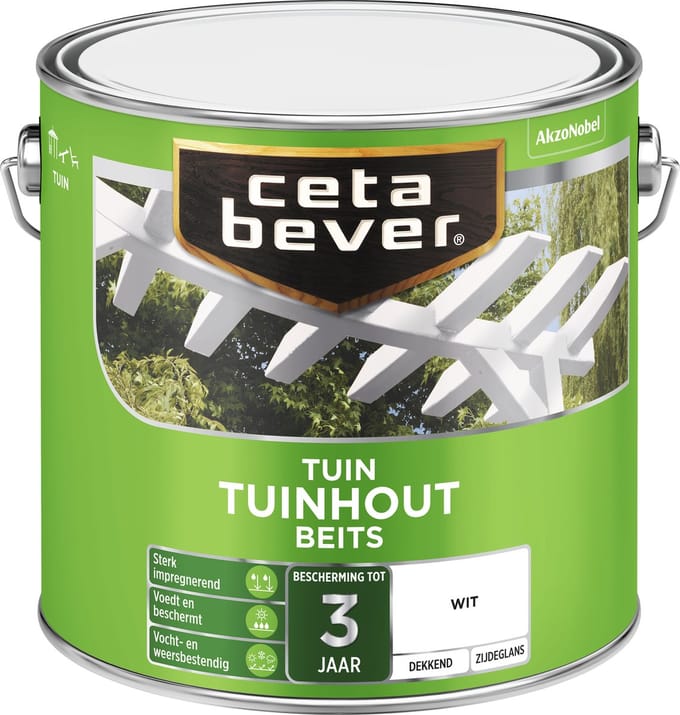 Cetabever Buitenbeits Tuinhout - Wit - Zijdeglans 2.5l
