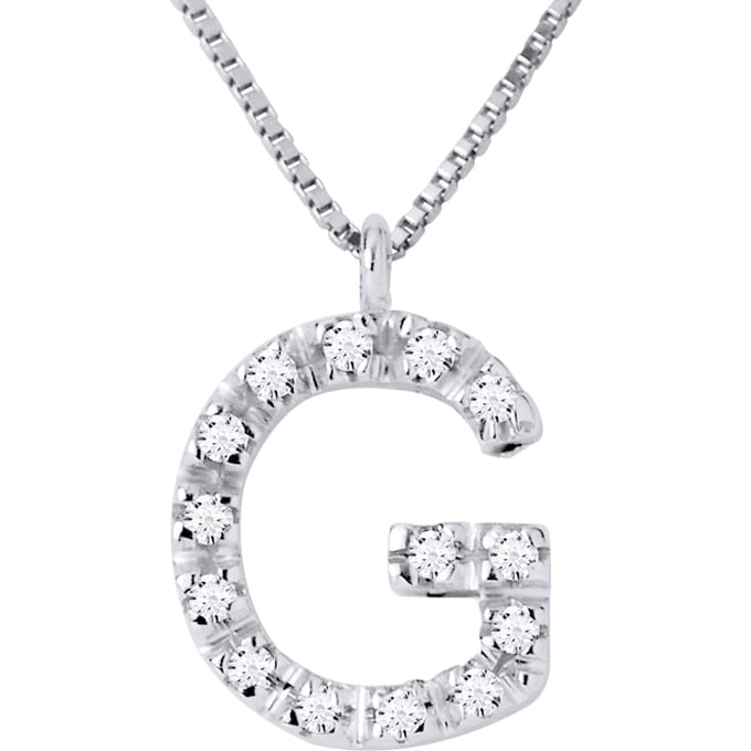 Ketting Diamonds 0.07 Cts alfabet letter "G" witte goud 18 Karaat