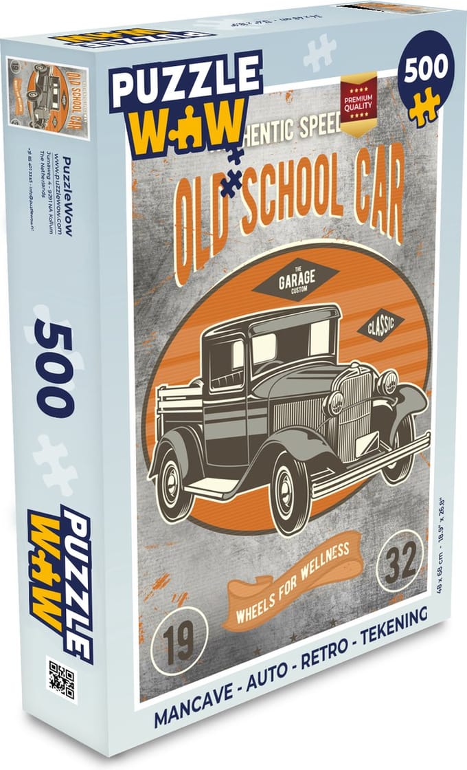 Puzzel Mancave - Auto - Retro - Tekening - Legpuzzel - Puzzel 500 stukjes