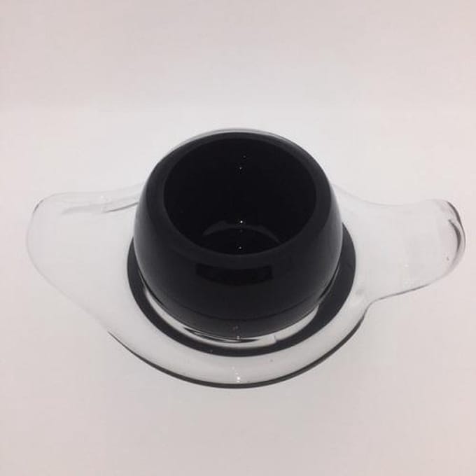 Houder van glas voor theelicht, zwart, 6-7 cm hoogte, 16-19 cm breedte, Loranto
