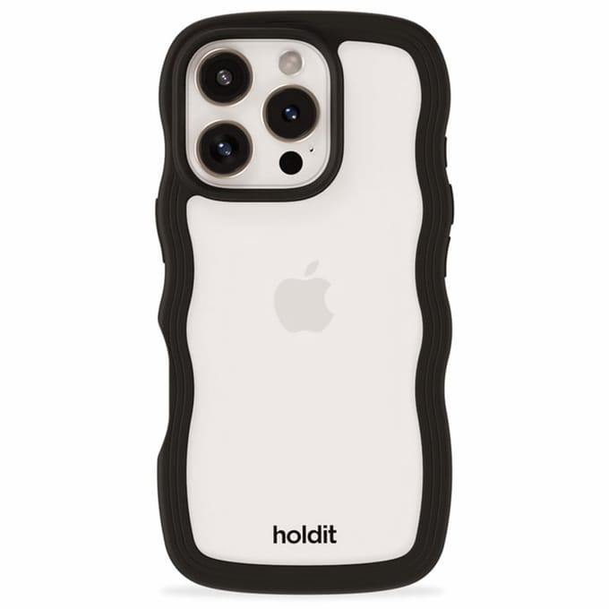 Holdit Wavy Case geschikt voor Apple iPhone 16 Pro Max - Black / Transparent