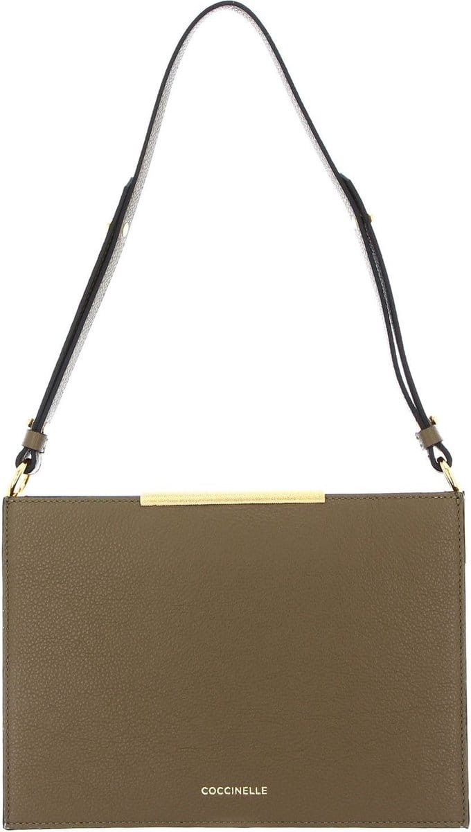 COCCINELLE Leren Schoudertas Delices Flat Shoulder Bag Moss Green Groene