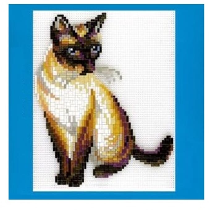 Stickit zittende kat, ca. 1.300 steentjes, compatible met Ministeck