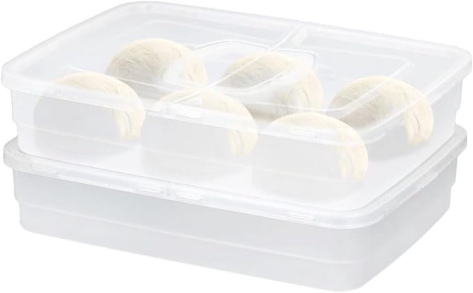 Pizzadeeg Containers - Deeg Bewaarbak - Deeg Laten Rijzen - Met Handgrepen - Set van 2 - Transparant