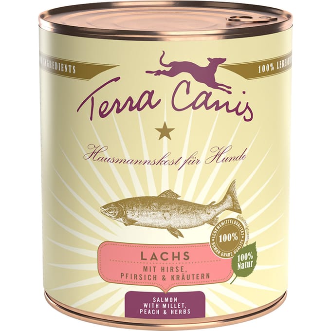 6x800g Terra Canis Zalm met gierst, perzik en kruiden nat hondenvoer