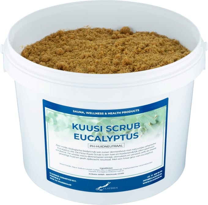 Kuusi Scrub Eucalyptus - 10 liter - met Etherische Eucalyptus Olie - Hydraterende Lichaamsscrub