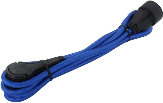 Textiel Verlengkabel - Platte Stekker - Stroom Verlengen - Met Trekker - 3 Meter - Blauw