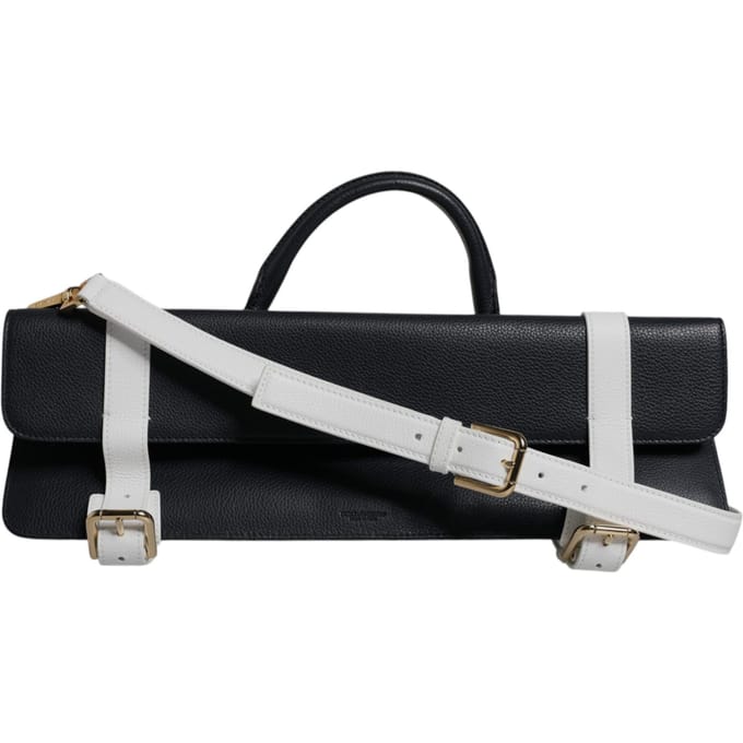 Blauwe Witte Kalfsleer Crossbody Schoudertas