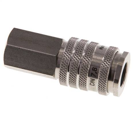 RVS DN 7.8 Luchtkoppeling Snelkoppeling G 1/4 inch Binnendraad Double Shut-Off - CLS7-F-S-SV-BL-014