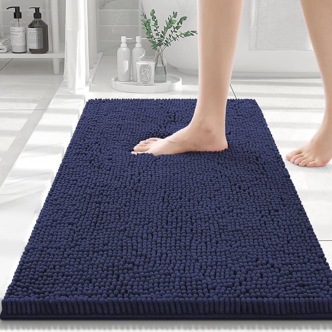 Antislip badmat van microvezel – Zacht, absorberend en wasbaar – 40 x 60 cm, Blauw