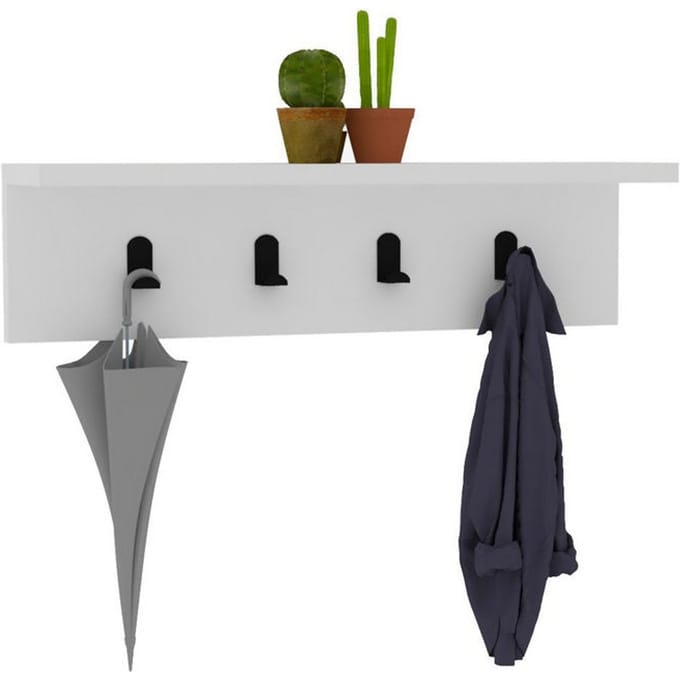 Moderne Kapstok - Stijlvol Wit - 60x14,5x16,3cm - Duurzaam Melamine