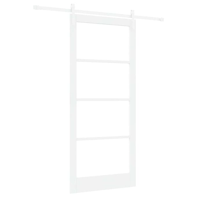 vidaXL - Schuifdeur - ORKDAL - Wit - 93 - x - 211 - cm - Massief - grenenhout - en - glas