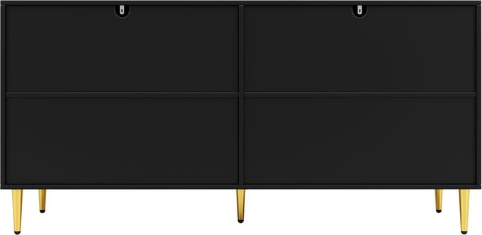 Zwart MDF Bijzetkast Eetkamer Woonkamer 152×40×75cm