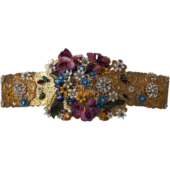 Dolce & Gabbana Multikleur Versierde Bloemige Kristallen Brede Tailleband