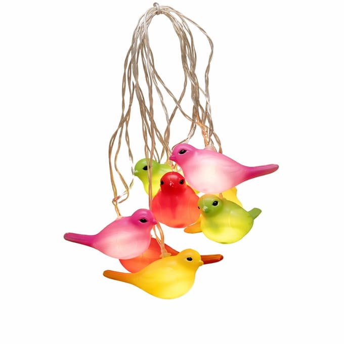 Konstsmide 1476 - Snoerverlichting - 8 lamps LED multicolor vogels - 350 cm - 24V - voor binnen - warmwit