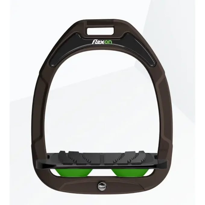 Ingelaste stijgbeugels bruin/zwart/groen Flex-On Green Composite