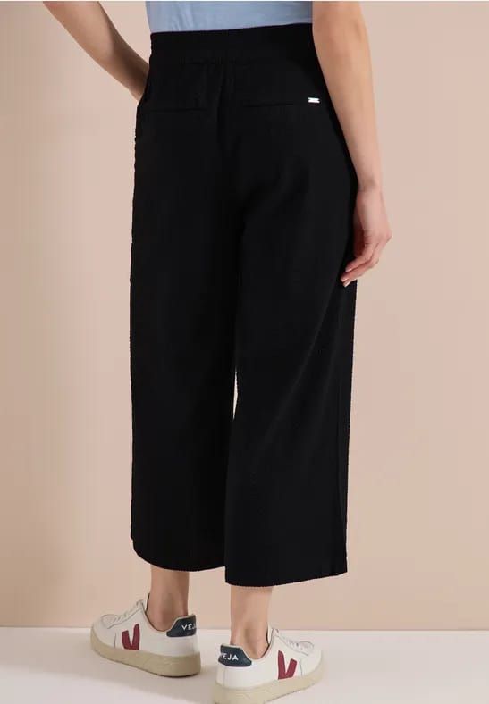3/4 Wide Legs broek in seersucker kwaliteit