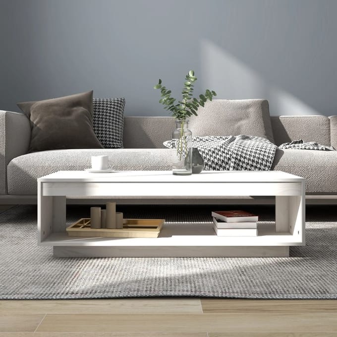vidaXL - Salontafel - 110x50x33,5 - cm - massief - grenenhout - wit