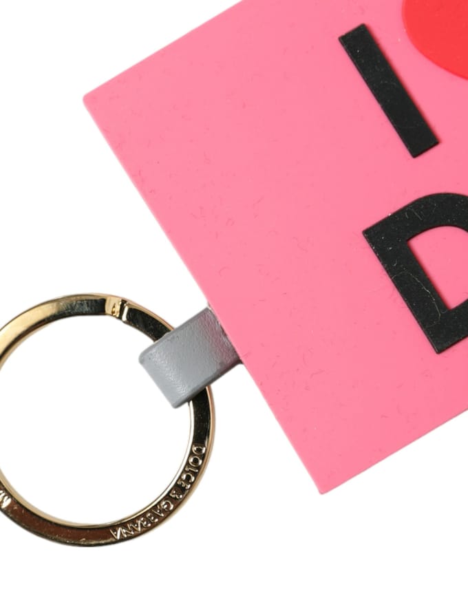 Dolce & Gabbana Roze Siliconen DG Logo Gouden Messing Sleutelhanger