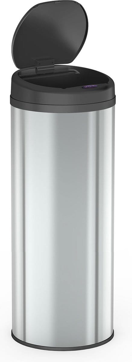 FlinQ Peak - Prullenbak - Prullenbak met sensor - Afvalbak - 50L - Zilver