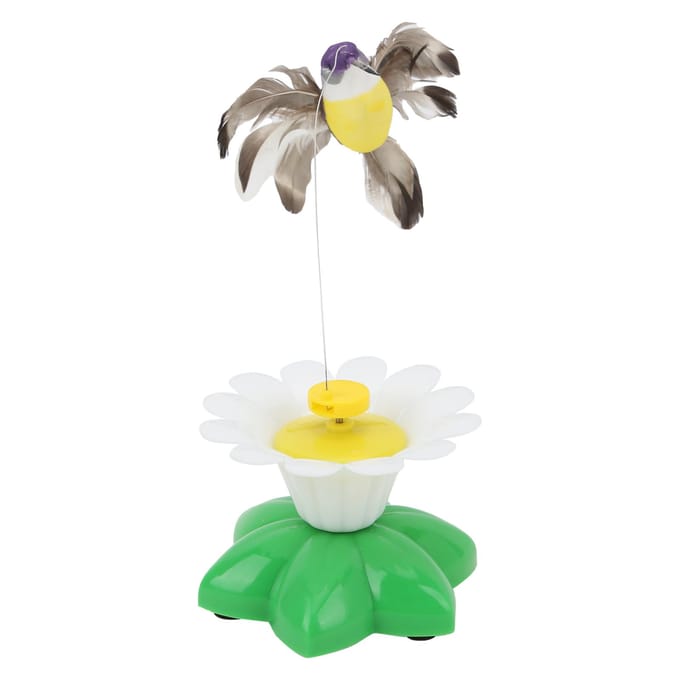 Jouet Chat Oiseau Volant Électrique Mouvement Volant Réaliste Jouets Interactifs pour Chaton Petits Animaux white