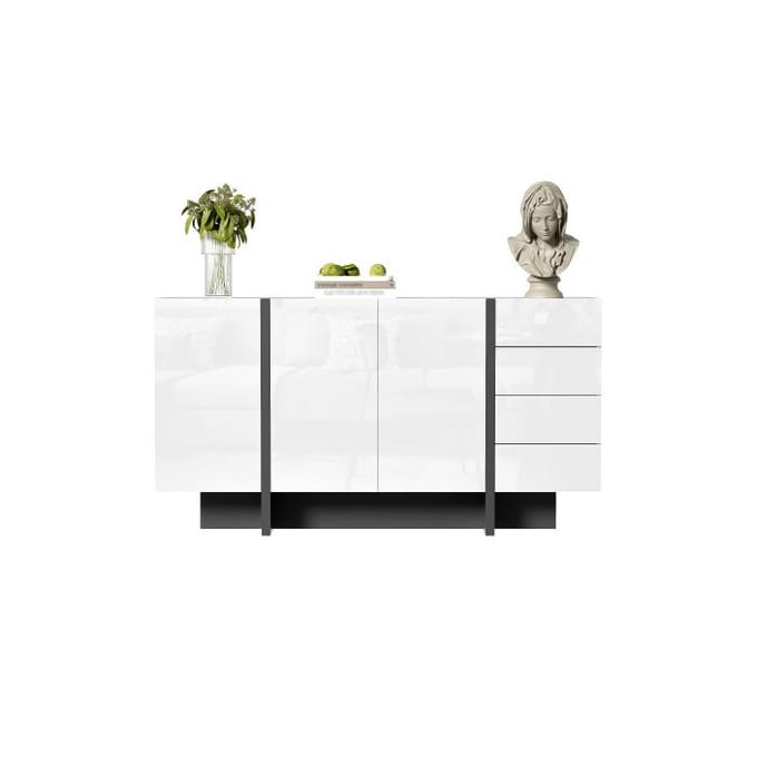 Buffet - MUVOE - Modern - 2 Deuren - 4 Lades - Glanzende Afwerking wit