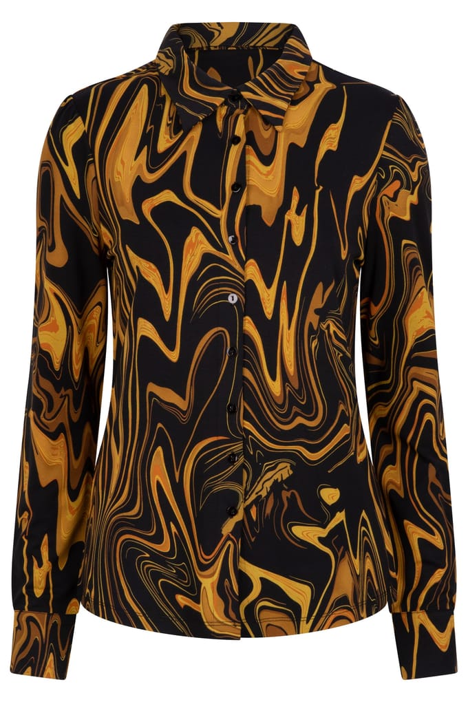 EsQualo Blouse Basic Swirl Print Print Größe: S | Longsleeves Outlet | Damen