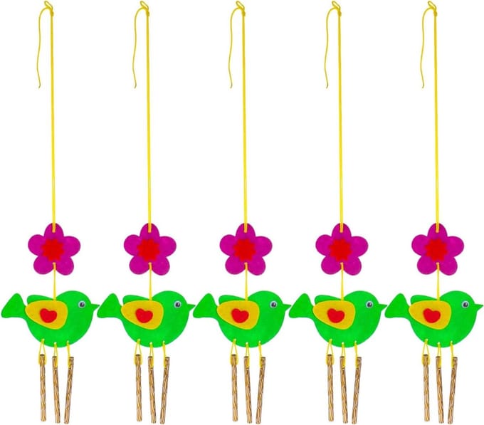 Wind Chime Knutselset - Muzikale Decoratie - Kinderen Knutselen - 3D Vogel Ontwerp - 45 x 9.5 cm - Multicolor