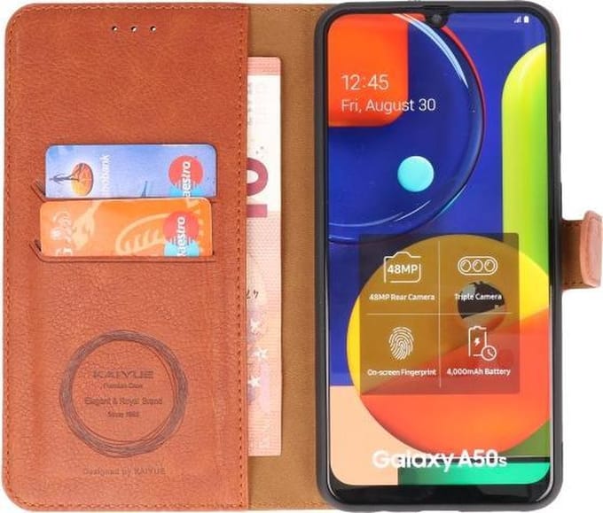 Luxe Portemonnee Hoesje voor Samsung Galaxy A50 Bruin