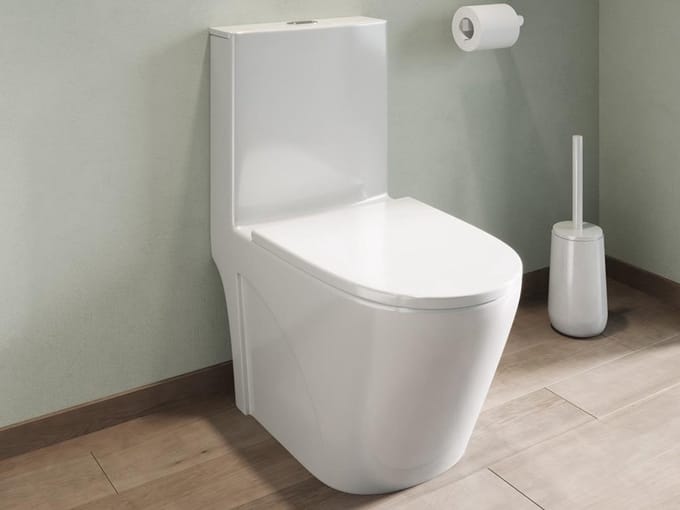 Vente-unique Toilet van glanzend wit keramiek - Horizontale afvoer - NAGILAM