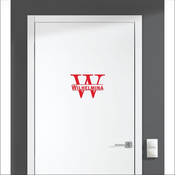 Deursticker Met Naam -  Wilhelmina - Rood