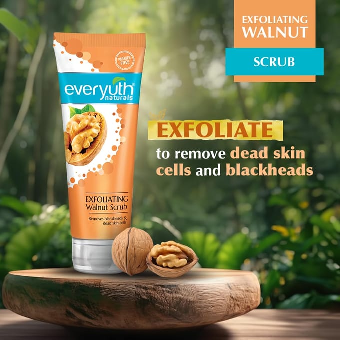 Everyuth Naturals Exfoliërende Walnootscrub Zachte Gezichtsscrub Pak van 2 100G Voor Verwijdering van Mee-eters & Een Gladde Huid blue