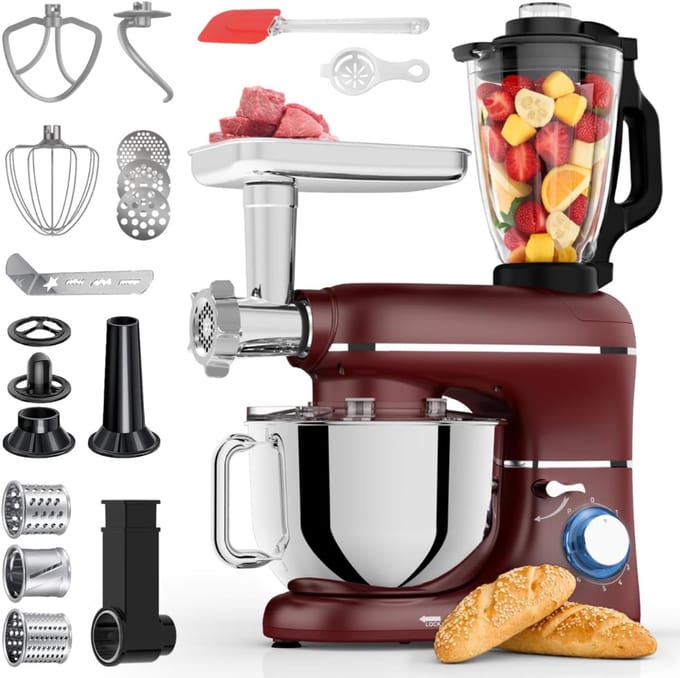 DnA® Keukenmachine - Foodprocessor - Vleesmolen - Gehaktmolen - Rood - 38cm x 24cm x 32cm